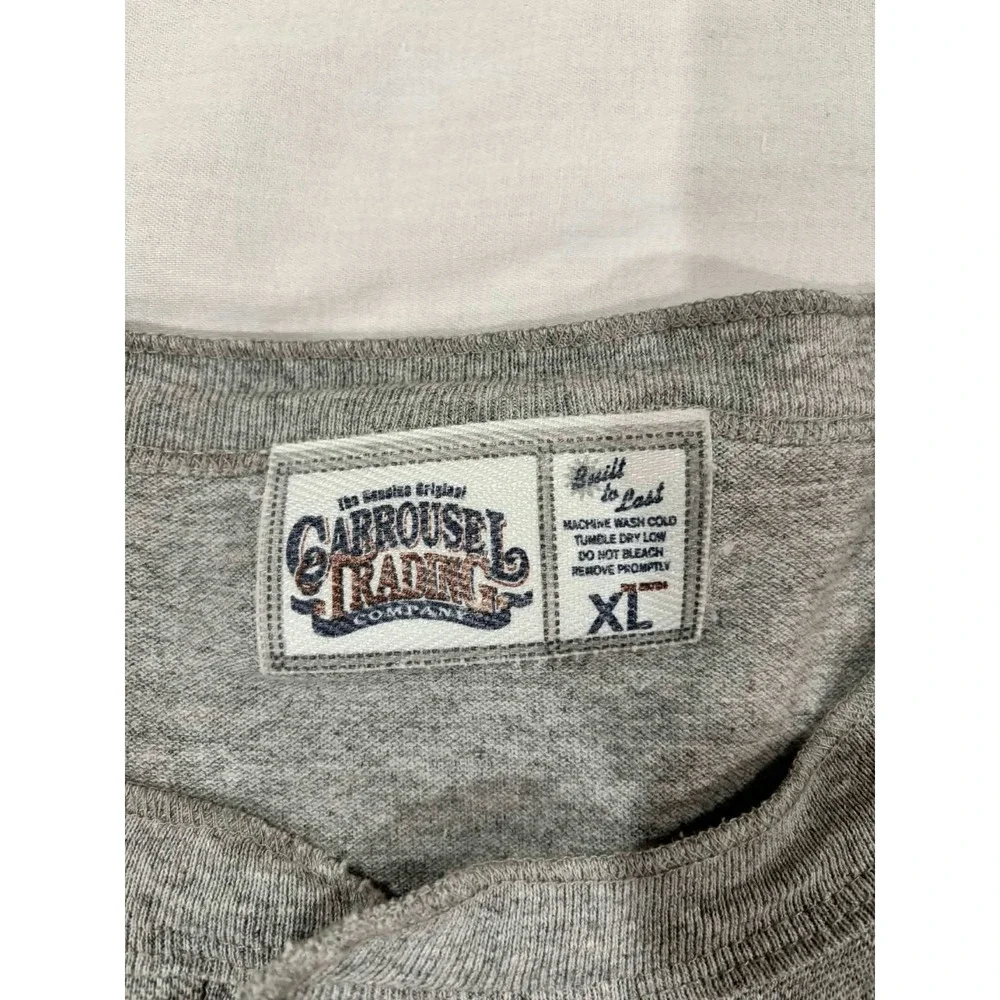 Texas A&M Aggies Henley Shirt Mens‎ XL Gray Carrousel Trading Co Short Sleeve
